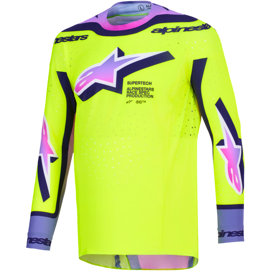 Maglia Moto Cross Enduro Alpinestars SUPERTECH VISTA Giallo Viola Nero