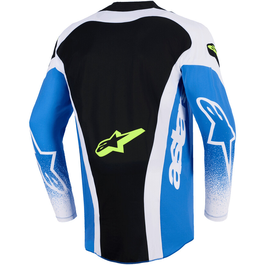 Maglia Moto Cross Enduro Alpinestars TECHSTAR KNIF Azzurro Blu Nero Giallo Fluo