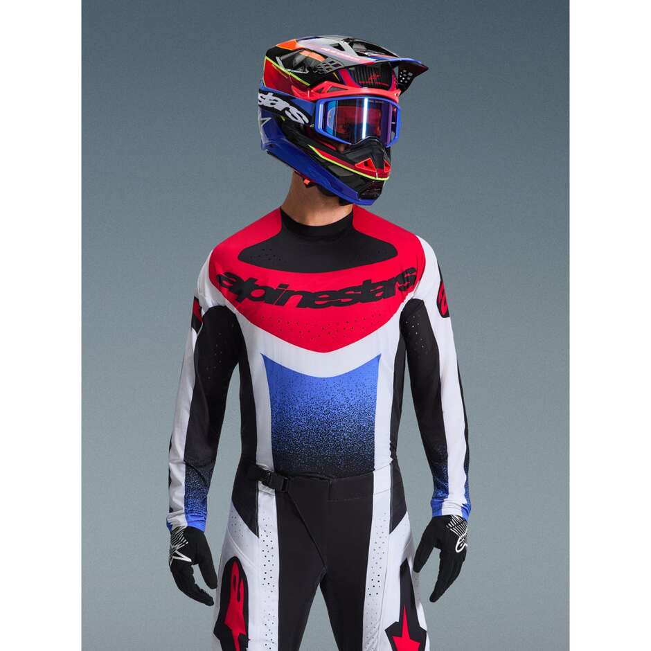 Maglia Moto Cross Enduro Alpinestars TECHSTAR KNIF Nero Bianco Rosso