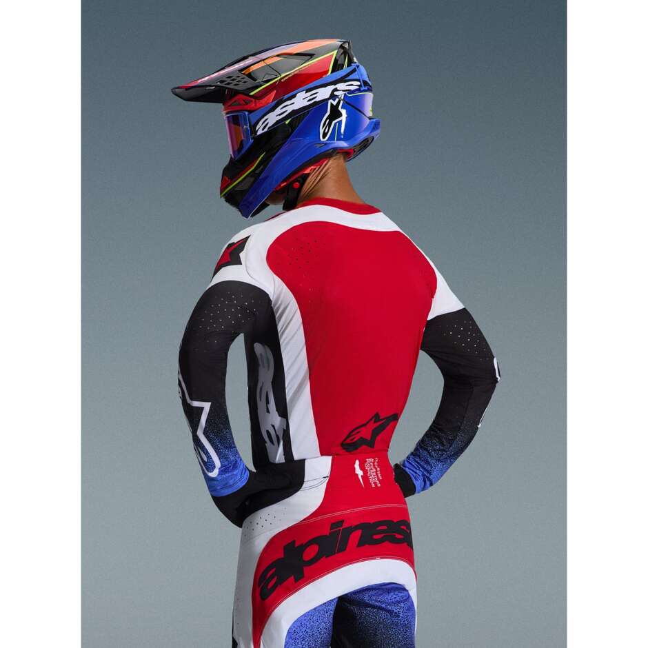 Maglia Moto Cross Enduro Alpinestars TECHSTAR KNIF Nero Bianco Rosso