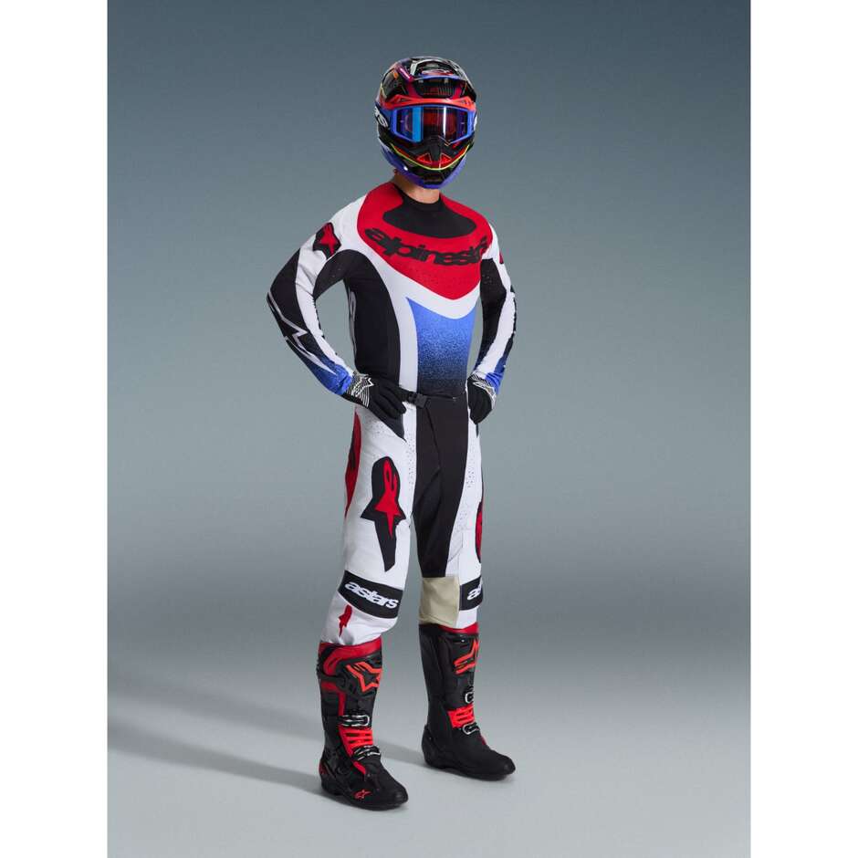Maglia Moto Cross Enduro Alpinestars TECHSTAR KNIF Nero Bianco Rosso