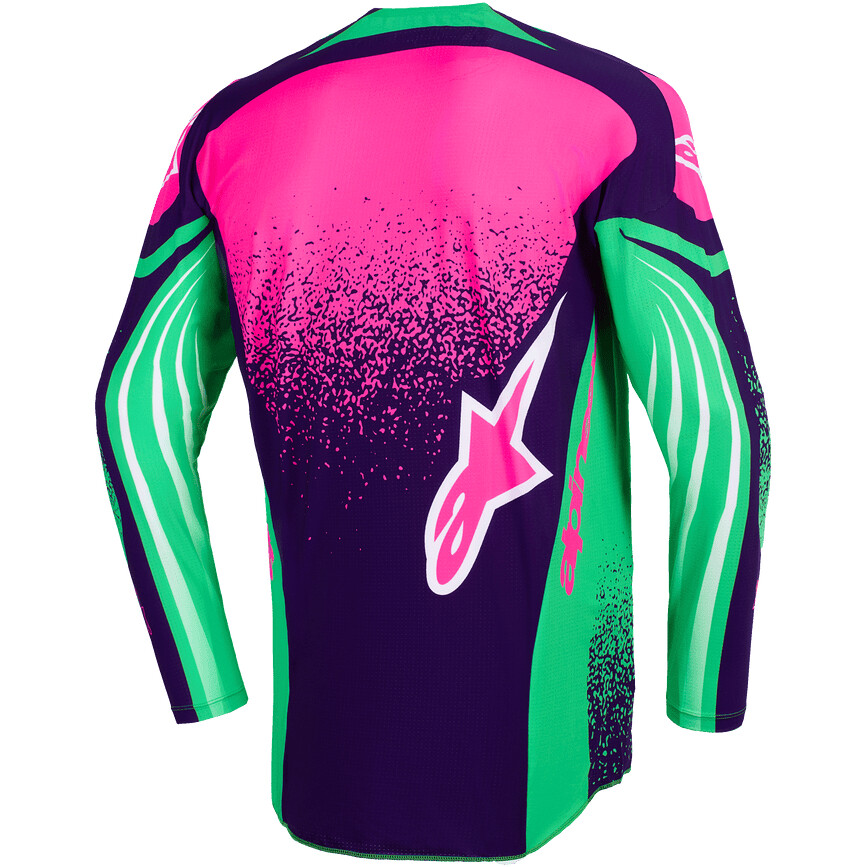 Maglia Moto Cross Enduro Alpinestars TECHSTAR NOMUR Viola Intenso Verde Rosa Fluo