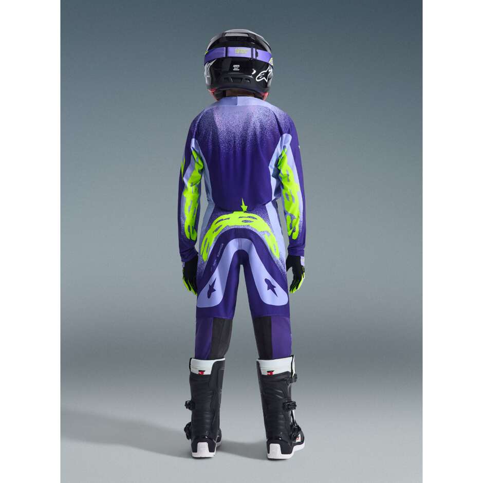 Maglia Moto Cross Enduro Bambino Alpinestars YOUTH SUPERTECH SCENZ Viola Giallo Fluo