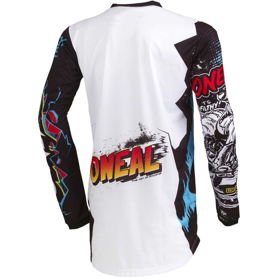 Maglia Moto Cross Enduro Bambino Oneal Element Villain Bianco