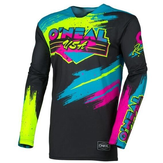 Maglia Moto Cross Enduro O'NEAL MAYHEM RESEDA Nero Giallo Fl taglia XL