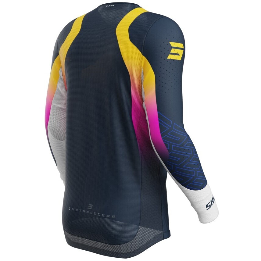 Maglia Moto Cross Enduro Shot AEROLITE ULTRA Blu Arancio Rosa 