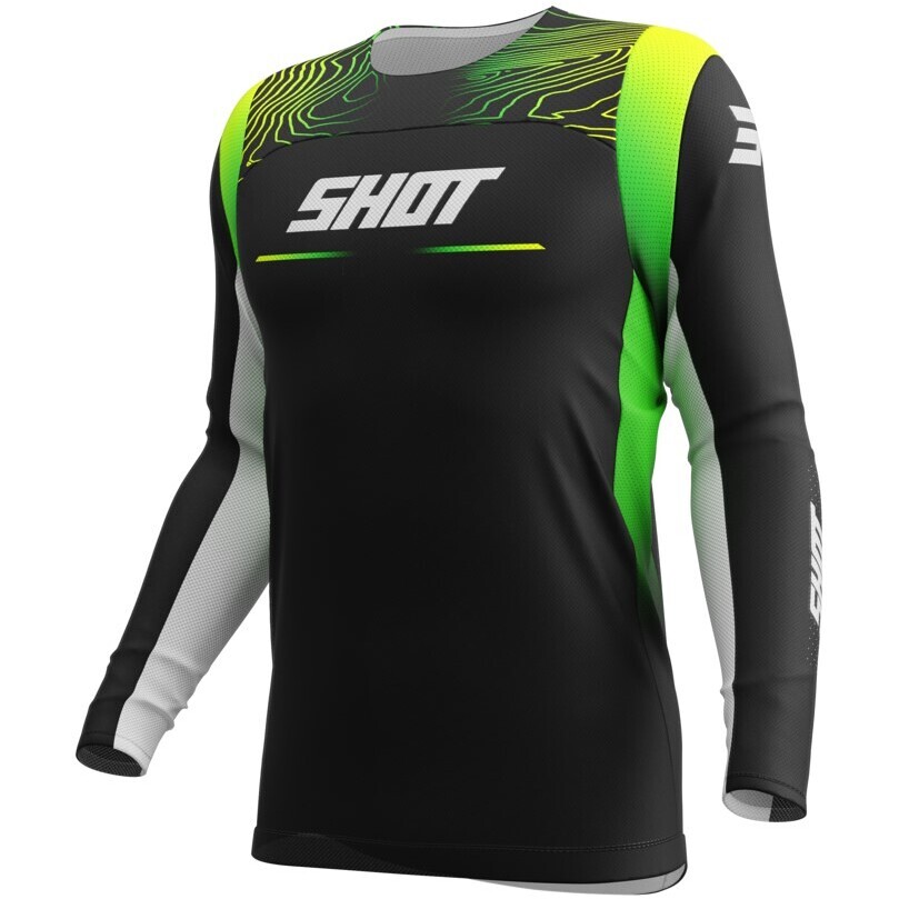 Maglia Moto Cross Enduro Shot CONTACT APEX Nero Giallo Fluo
