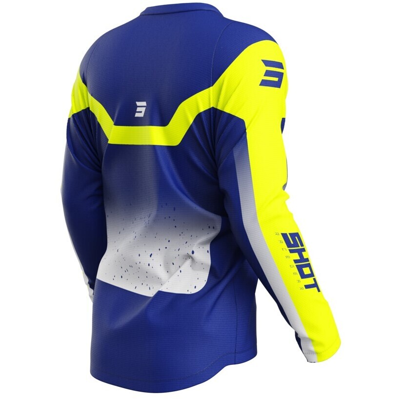 Maglia Moto Cross Enduro Shot DEVO BLAST Blu Giallo Fluo 