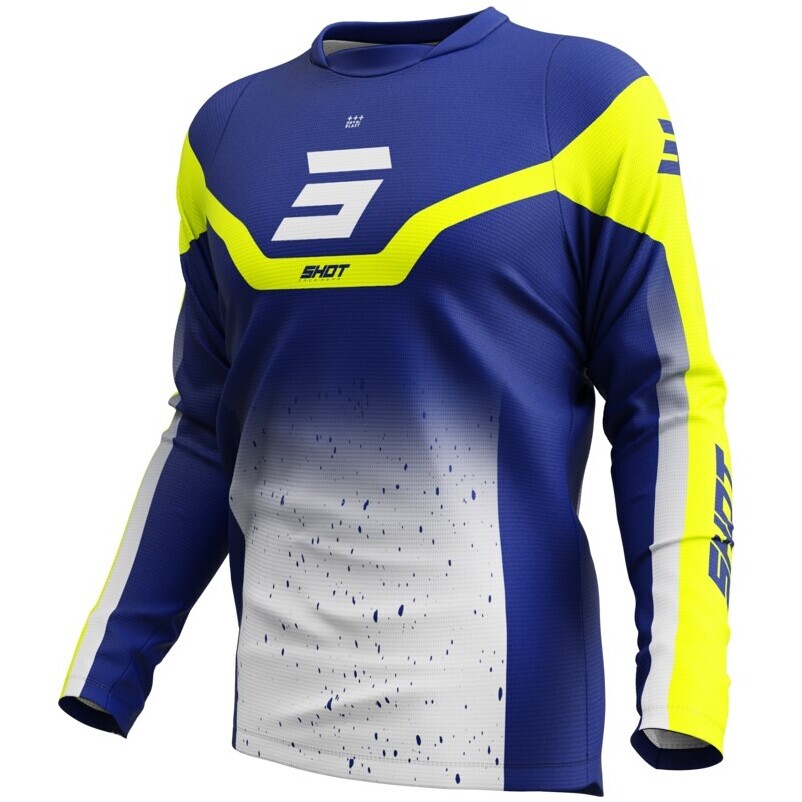 Maglia Moto Cross Enduro Shot DEVO BLAST Blu Giallo Fluo 