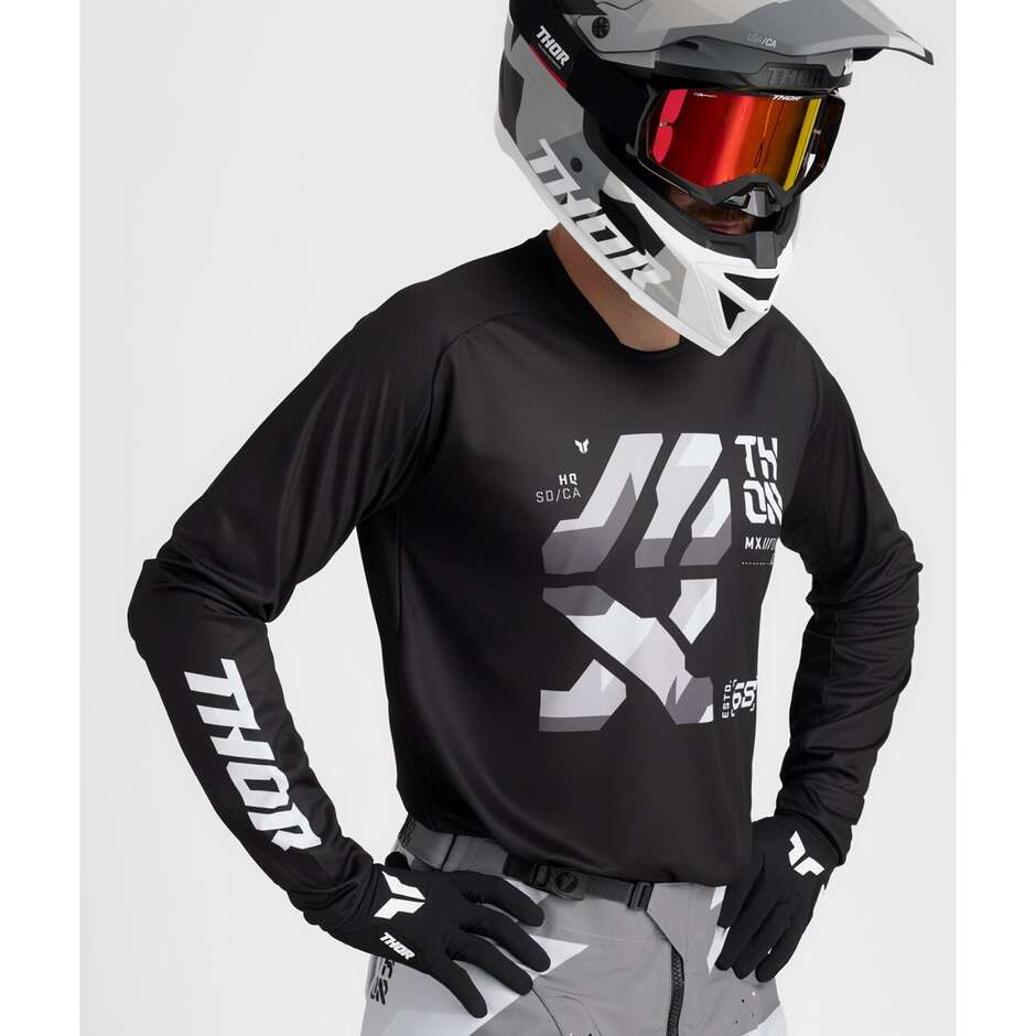 Maglia Moto Cross Enduro Thor LAUNCHMODE BRAVE Nero Grigio