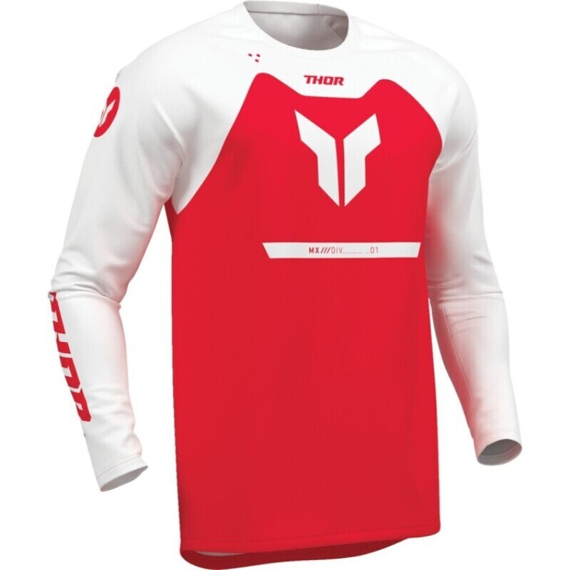 Maglia Moto Cross Enduro Ridemode Menace Bianco Rosso taglia M
