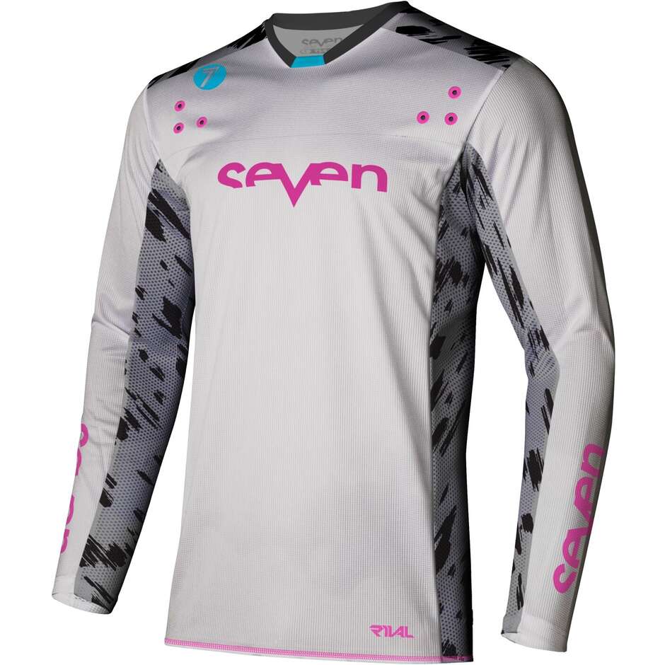 Maglia Moto Cross SEVEN MX RIVAL 25.1 CLASH Bianco Grigio