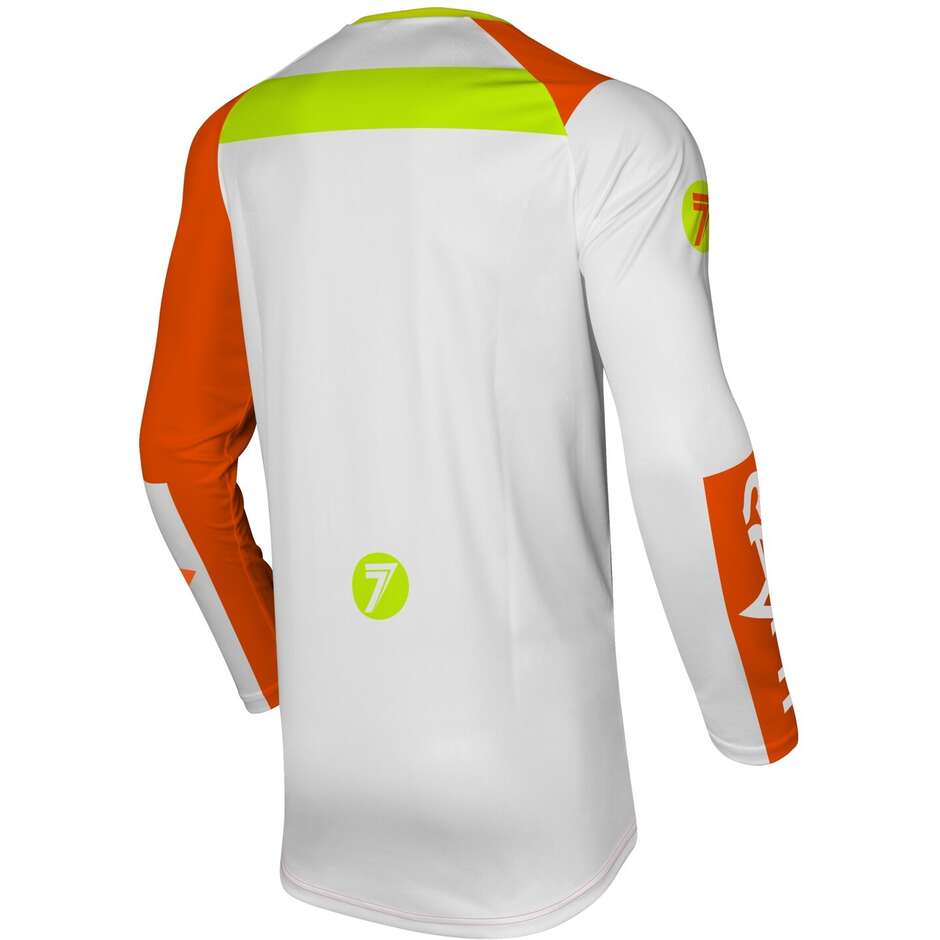 Maglia Moto Cross SEVEN MX VOX 25.1 FRACTURE Bianco Arancio Fluo