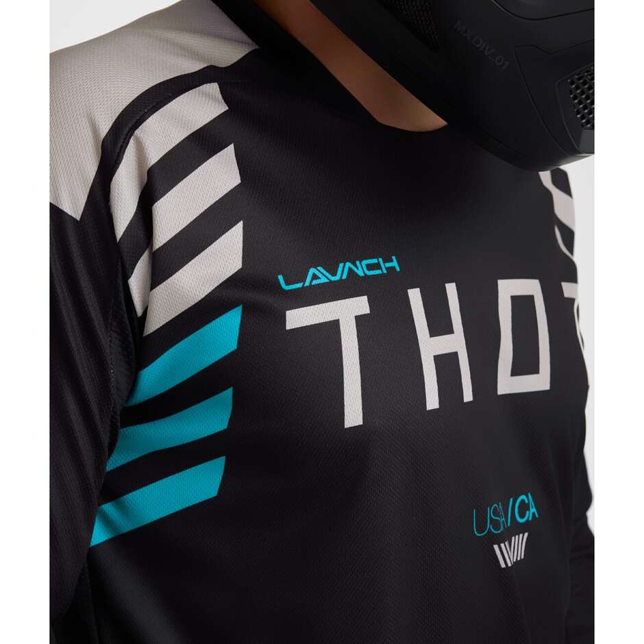 Maglia Moto Cross Thor LAUNCHMODE ZONE Nero Bianco