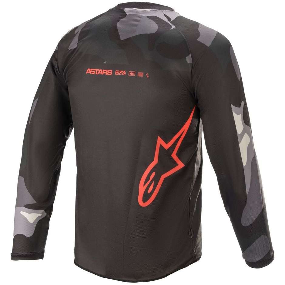 Maillot Alpinestars Junior Moto Cross Enduro YOUTH RACER TACTICAL Gris Camo Rouge Fluo