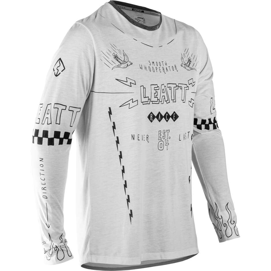 Maillot manches longues Leatt Tecnica MTB Gravity 3.0 - Respirant pour Enduro et Trail Blanc