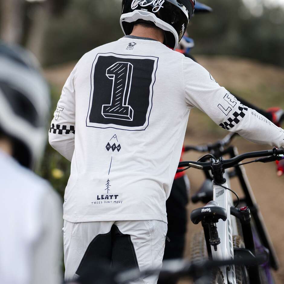 Maillot manches longues Leatt Tecnica MTB Gravity 3.0 - Respirant pour Enduro et Trail Blanc