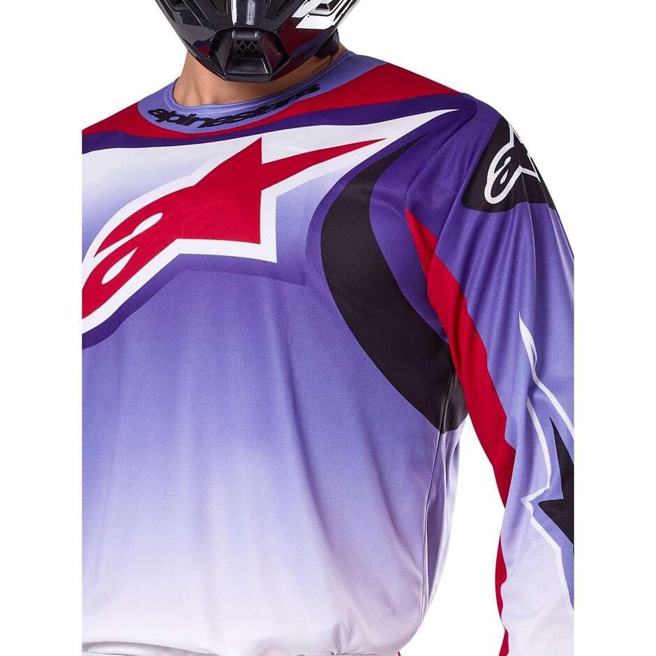 Maillot Moto Alpinestars FLUID WURX Cross Enduro Violet Vif Rouge