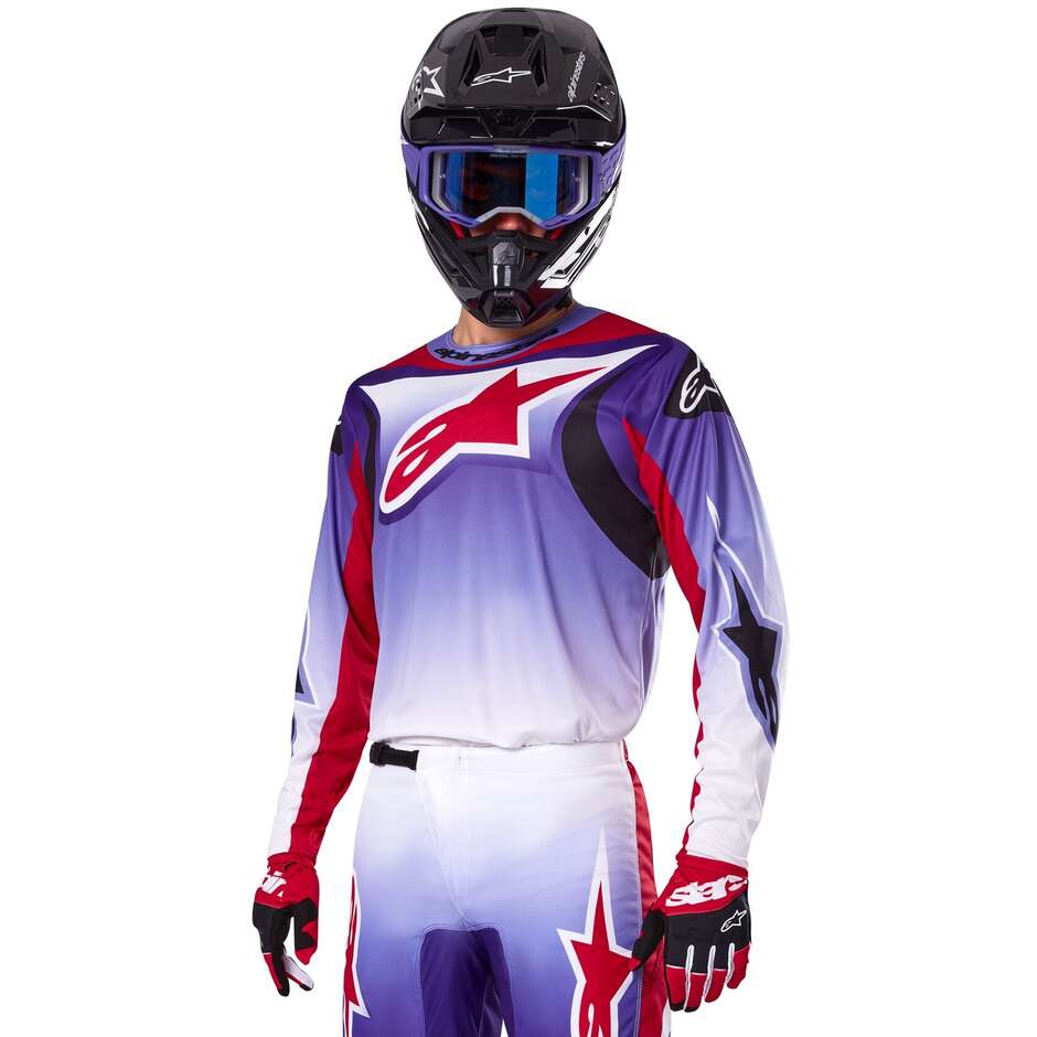 Maillot Moto Alpinestars FLUID WURX Cross Enduro Violet Vif Rouge