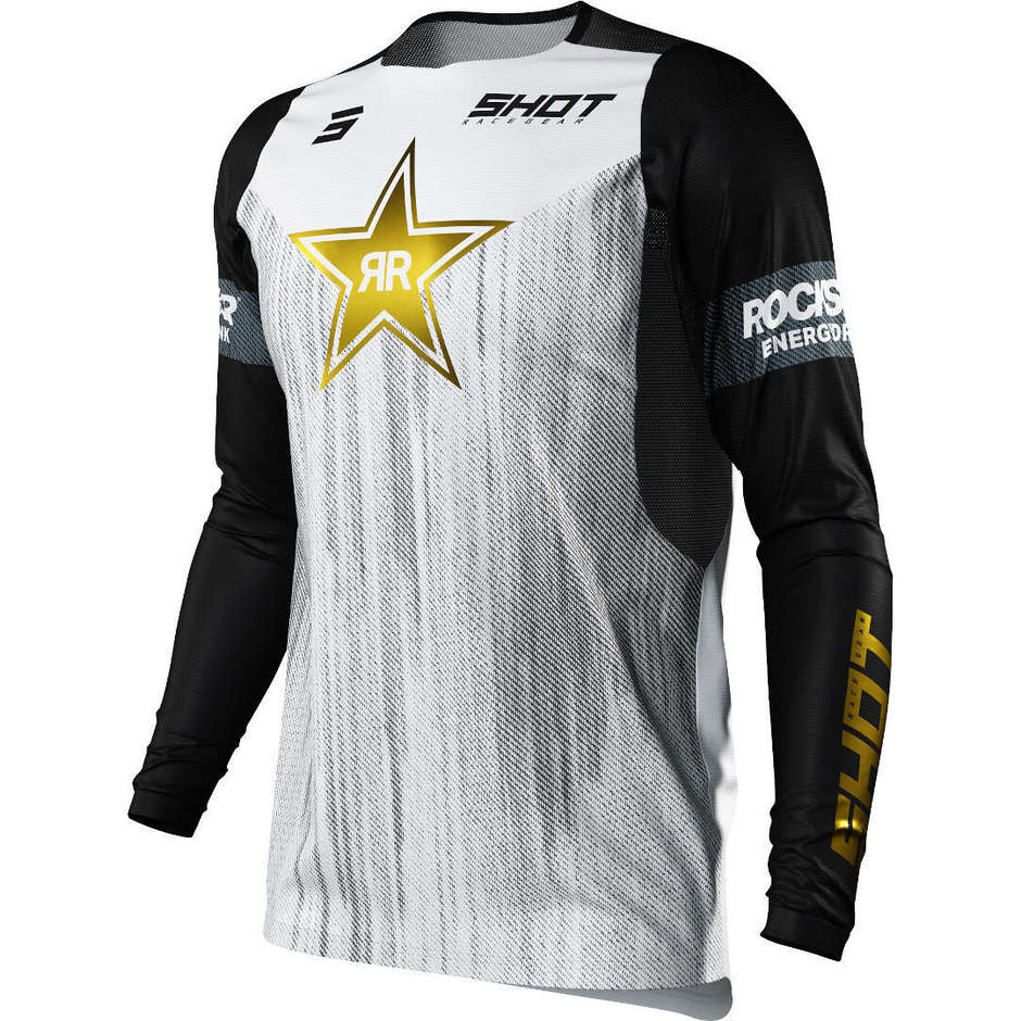 Maillot Moto Cross Enduro Shot ROCKSTAR ÉDITION LIMITÉE 2022 Blanc