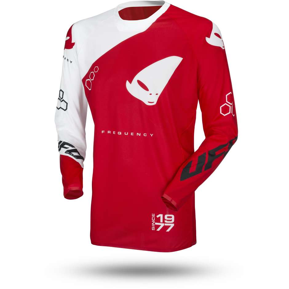 Maillot Moto Cross Enduro Ufo Slim Frequency Rouge Fluo Blanc