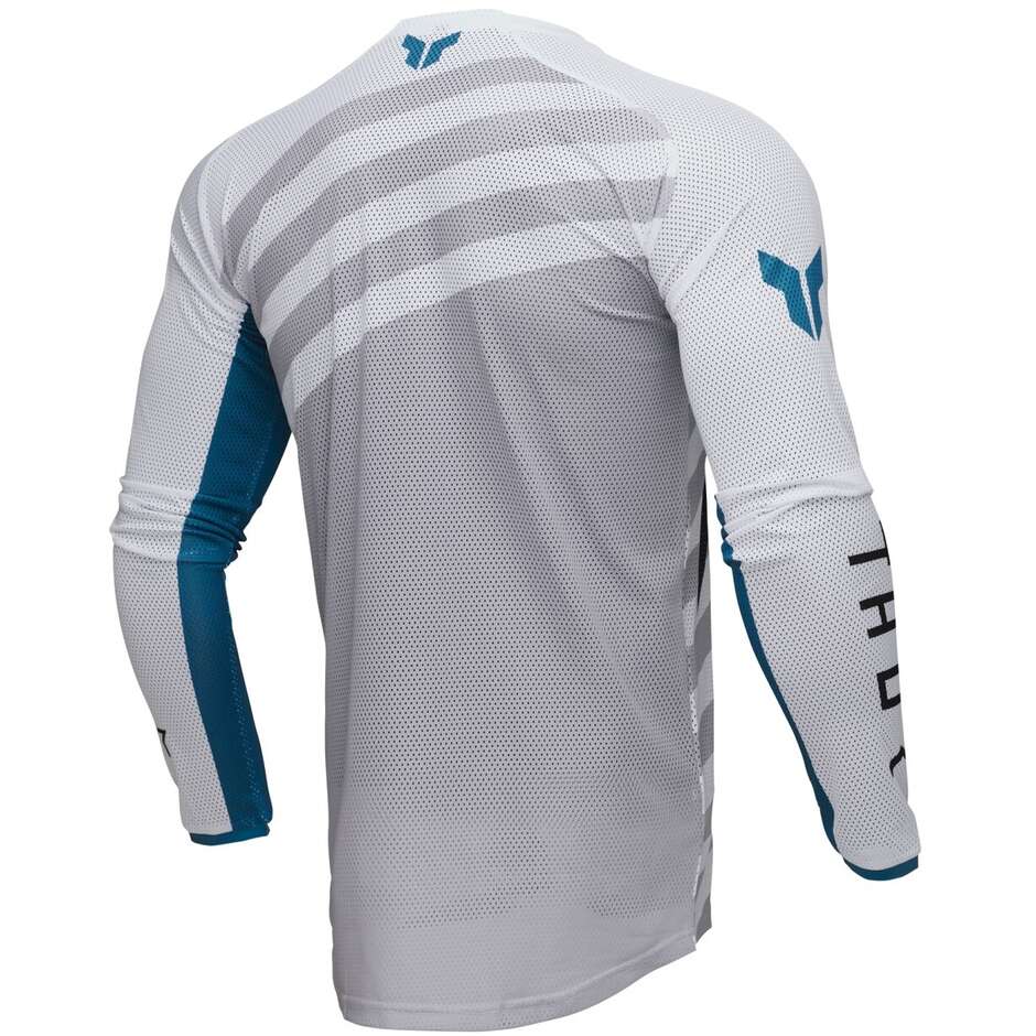 Maillot Moto Cross Thor LAUNCHMODE RAID VENTED Gris Blanc
