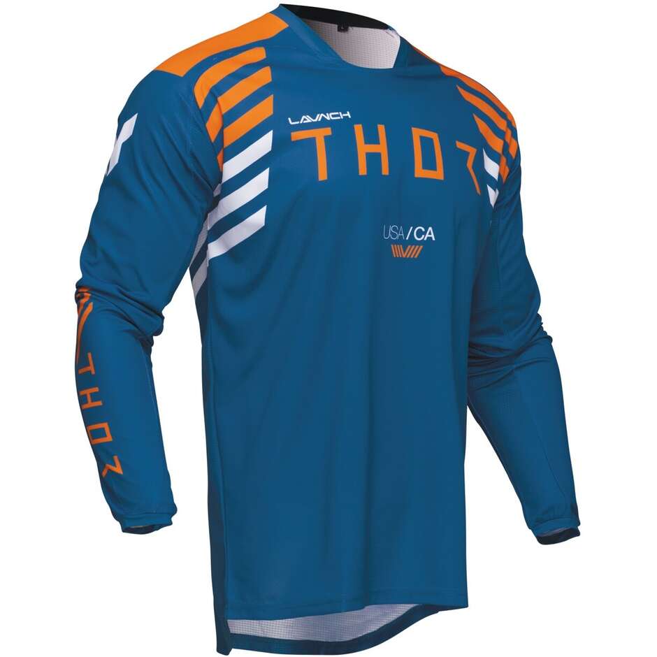 Maillot Moto Cross Thor LAUNCHMODE ZONE Bleu Orange
