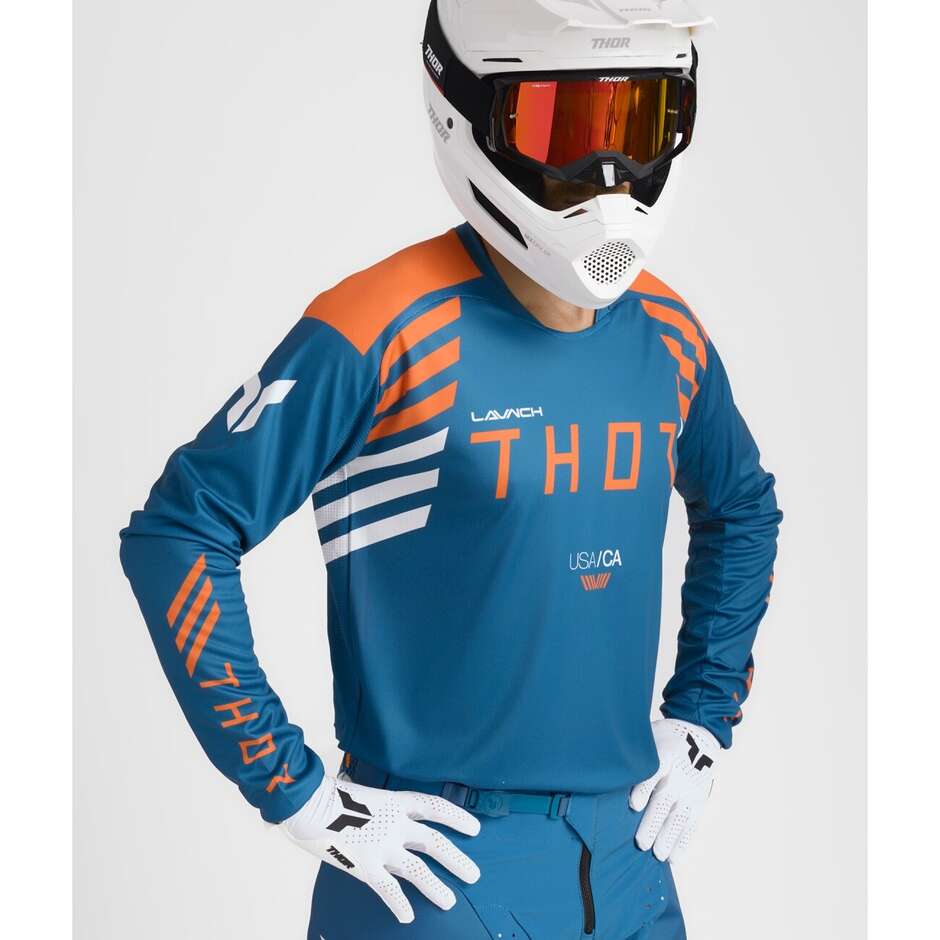 Maillot Moto Cross Thor LAUNCHMODE ZONE Bleu Orange