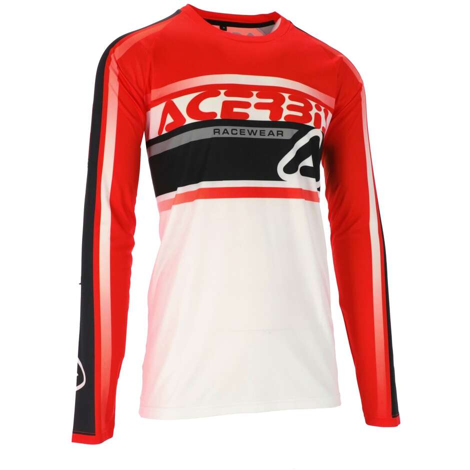 Maillot MotoCross Enduro ACERBIS MX LINEAR LUGO Blanc Rouge