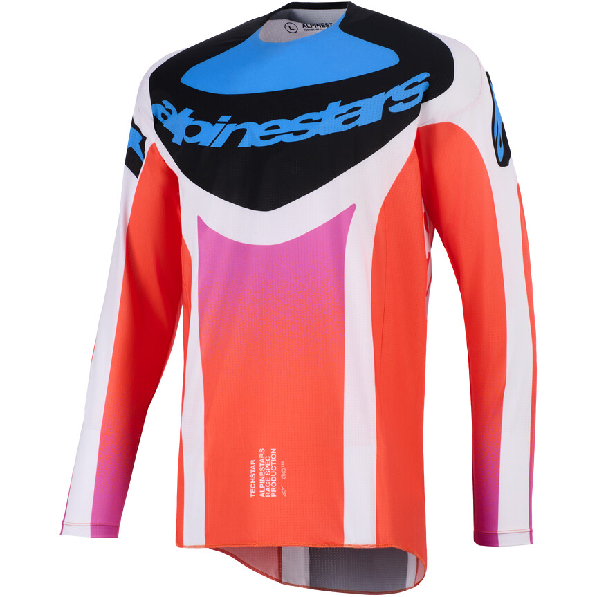 Maillot motocross enduro Alpinestars TECHSTAR KNIF gris clair orange fluo noir