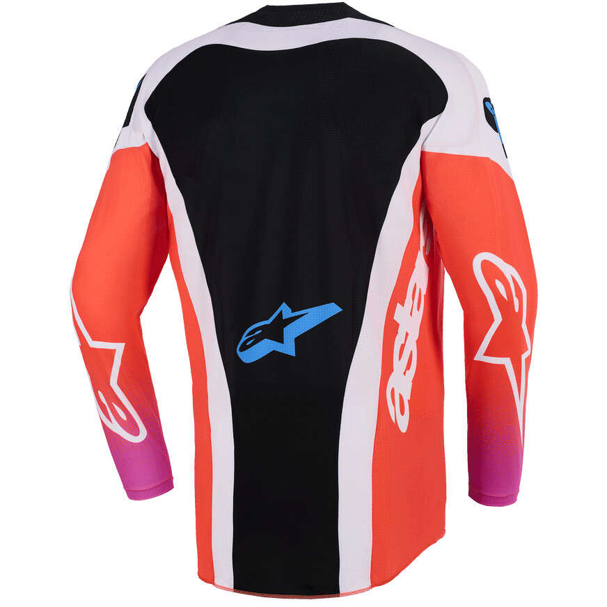 Maillot motocross enduro Alpinestars TECHSTAR KNIF gris clair orange fluo noir