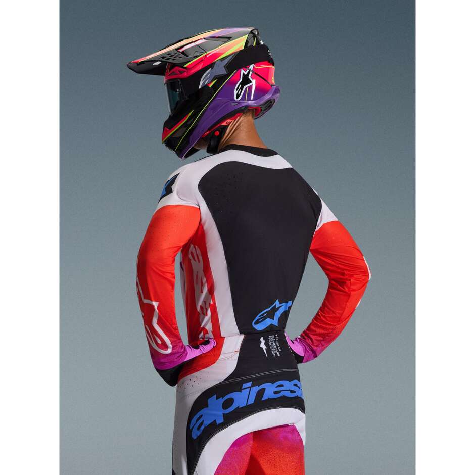 Maillot motocross enduro Alpinestars TECHSTAR KNIF gris clair orange fluo noir