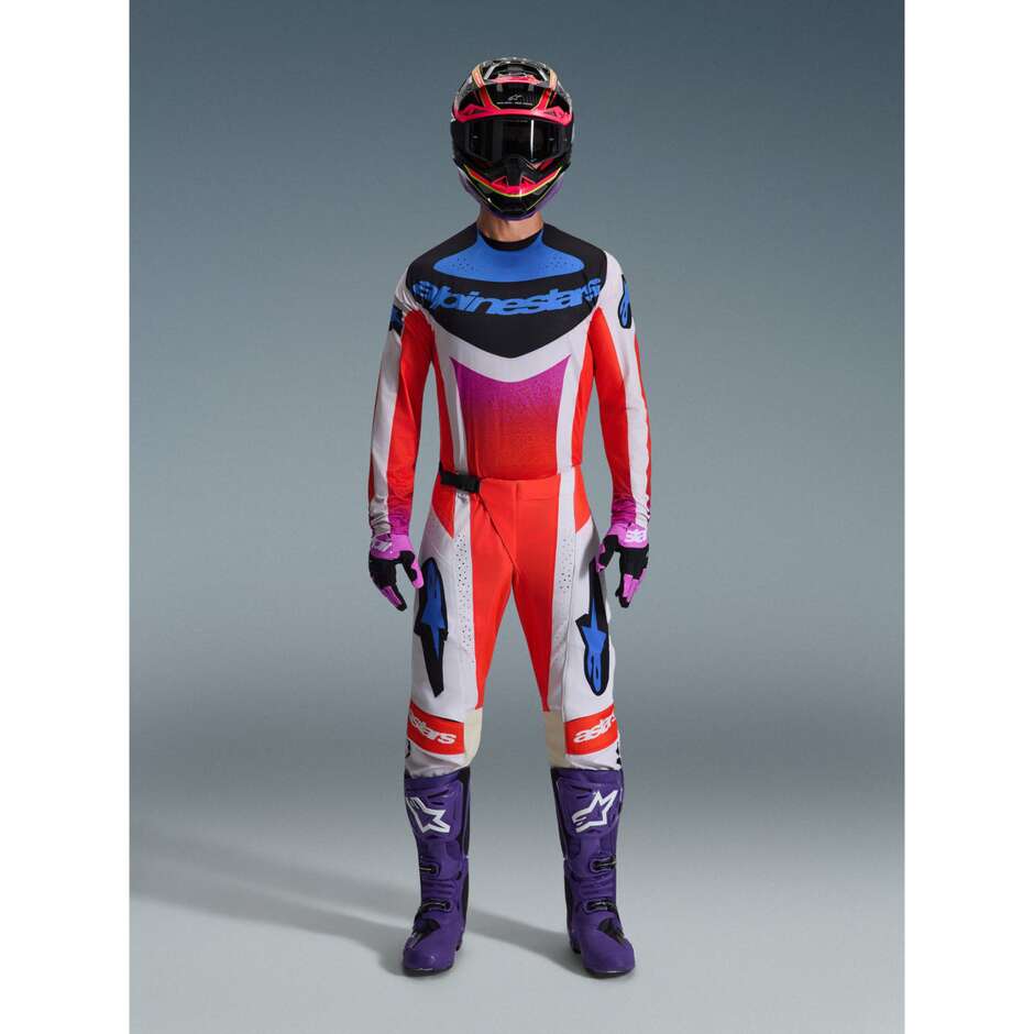 Maillot motocross enduro Alpinestars TECHSTAR KNIF gris clair orange fluo noir