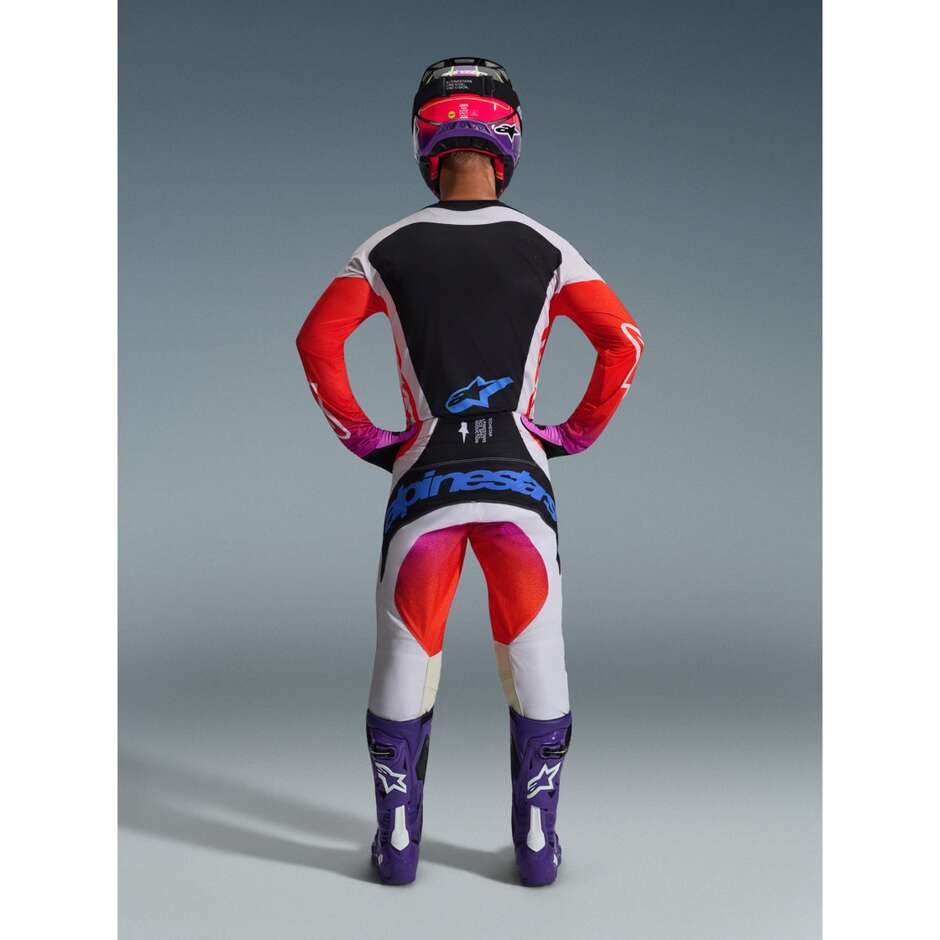 Maillot motocross enduro Alpinestars TECHSTAR KNIF gris clair orange fluo noir
