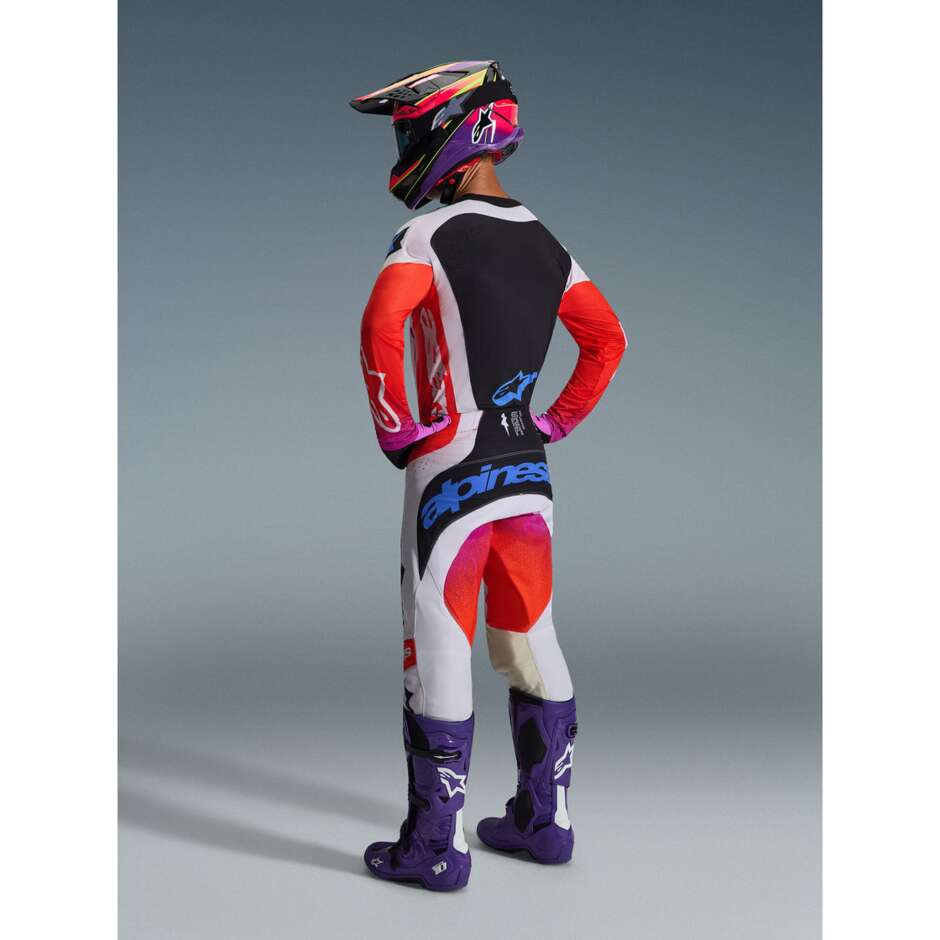 Maillot motocross enduro Alpinestars TECHSTAR KNIF gris clair orange fluo noir