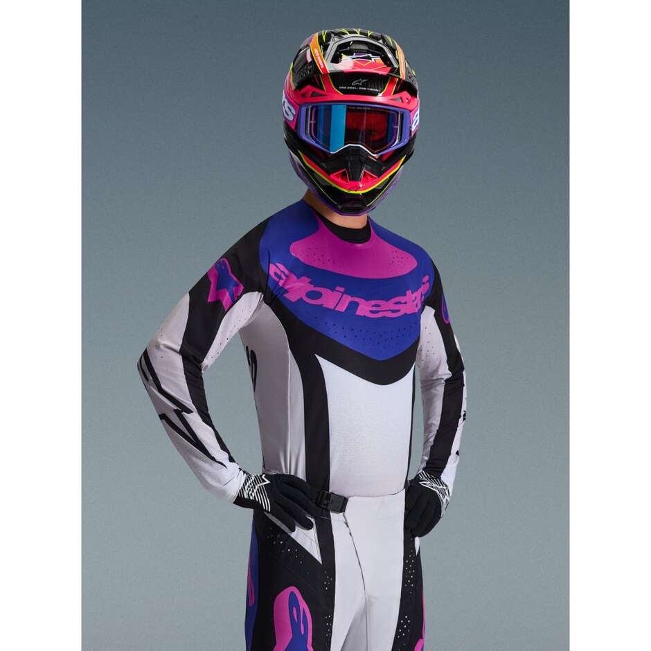 Maillot motocross enduro Alpinestars TECHSTAR KNIF noir gris clair violet