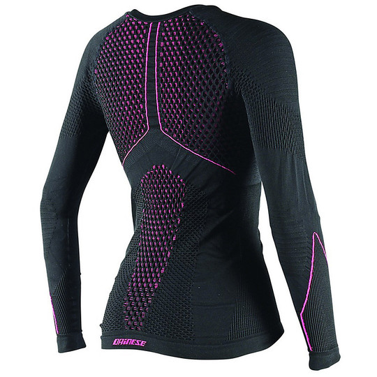 Maillot technique Moto Dainese D-Core Dry Thermo LL Lady manches longues Noir / Fuxia