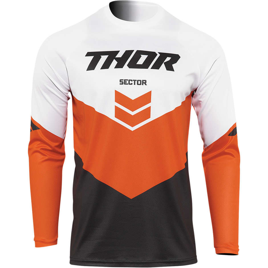 Maillot Thor SECTOR CHEV Carbone Rouge Orange Moto Cross Enduro
