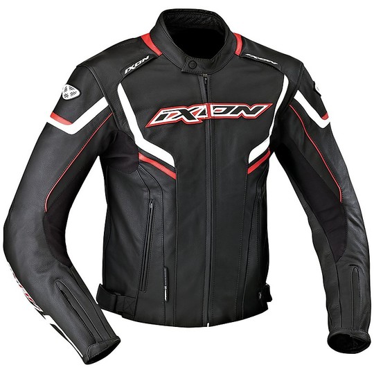 Man genuine leather jacket Ixon Stunter Black White Red