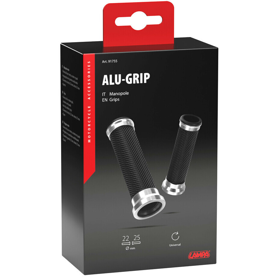 Manopole Universali Moto Lampa Alu-Grip Argento