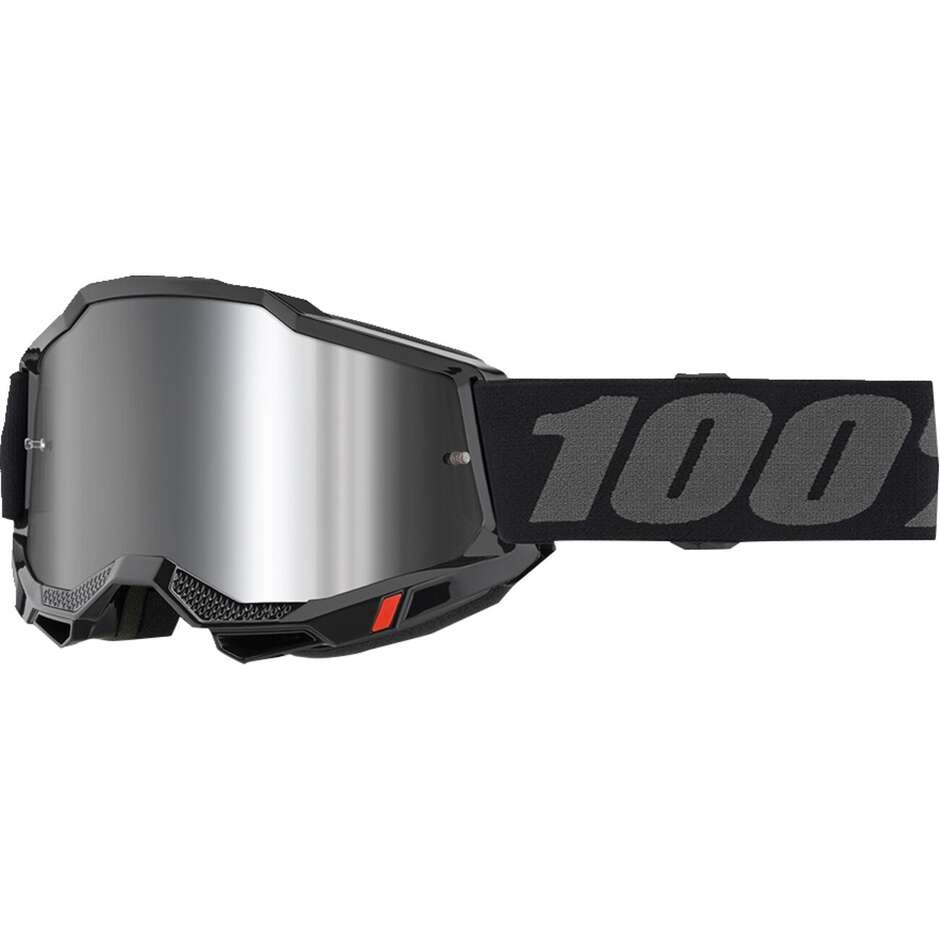 Maschera Moto Cross Enduro 100% ACCURI 2 BLACK Lente Specchio
