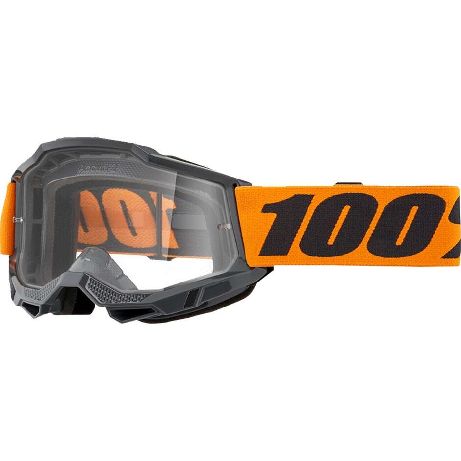 Maschera Moto Cross Enduro 100% ACCURI 2 ORANGE Lente Trasparente
