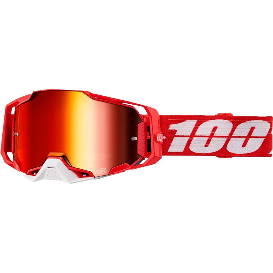 Maschera Moto Cross Enduro 100% ARMEGA BAD Lente Specchio Rossa