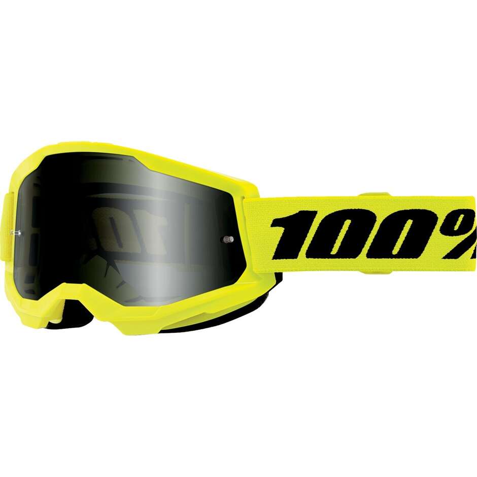 Maschera Moto Cross Enduro 100% STRATA 2 SAND Yellow Lente Smoke