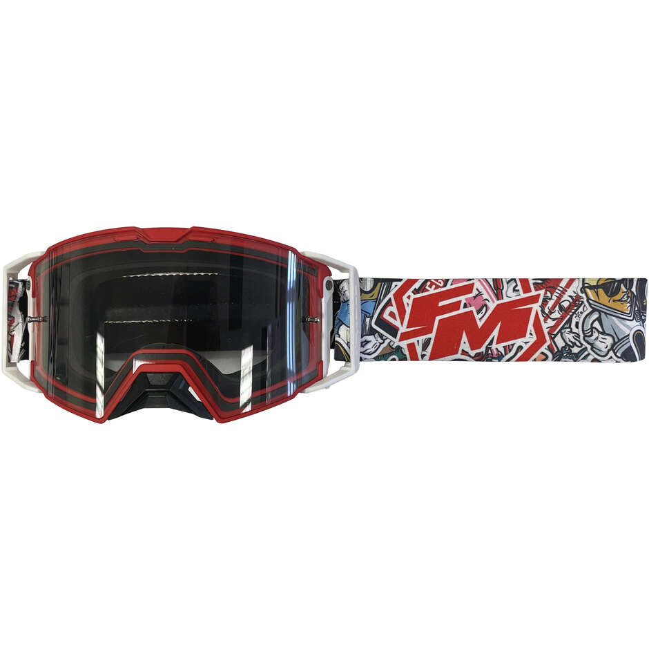 Maschera Moto Cross Enduro Fm Racing VISION DODDLE Limited Edition Rosso