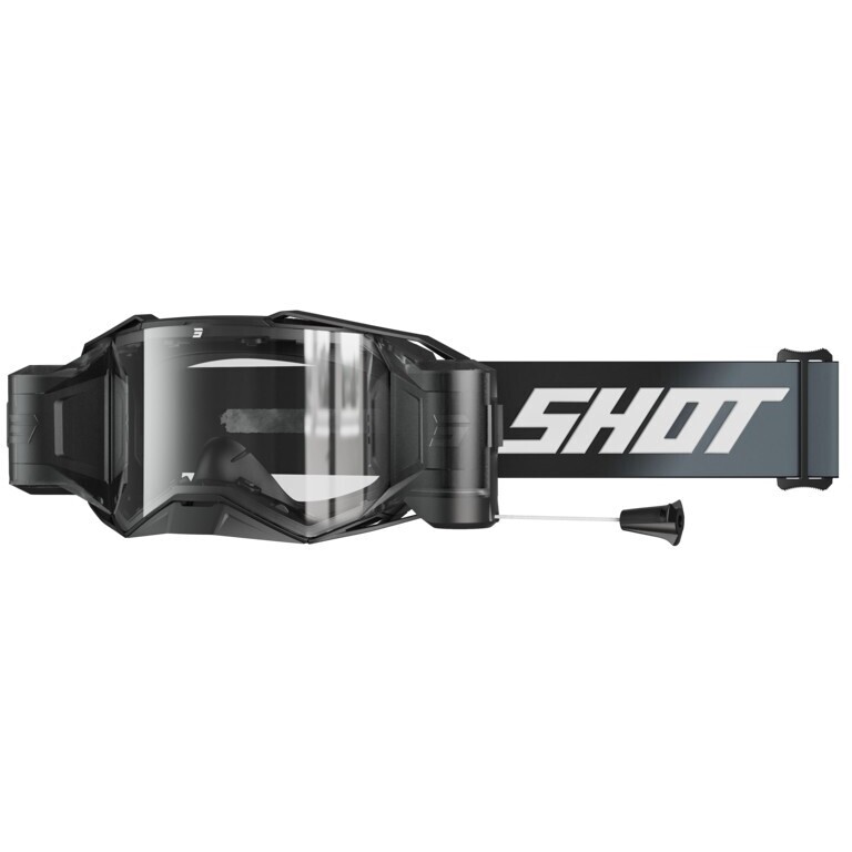 Maschera Moto Cross Enduro LITE ROLL-OFF SOLID Nero Gri taglia un
