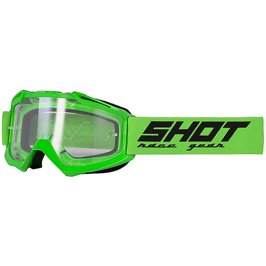 Maschera Occhiale Moto Cross Enduro Shot ASSAULT Neon Verde