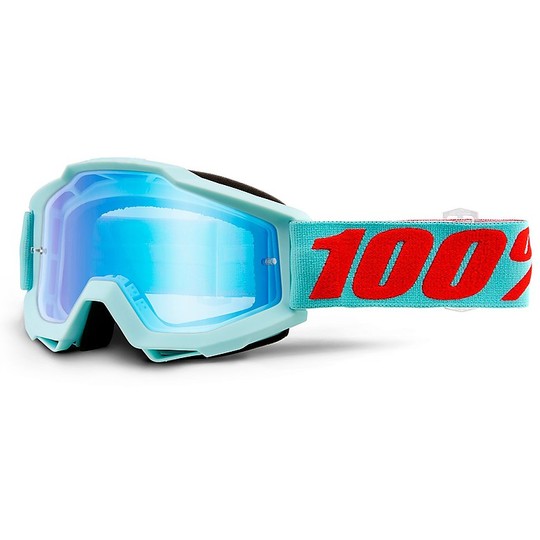 Maschera Occhiali Moto Cross Enduro 100% ACCURI Maldives Lente Blu