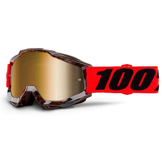 Maschera Occhiali Moto Cross Enduro 100% ACCURI Vendome Lente Oro 