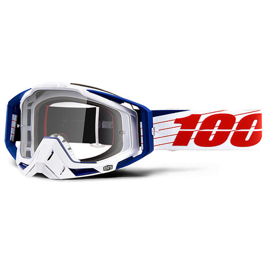 Maschera Occhiali Moto Cross Enduro 100% RACECRAFT Bibal White Lente  Trasparente Vendita Online 